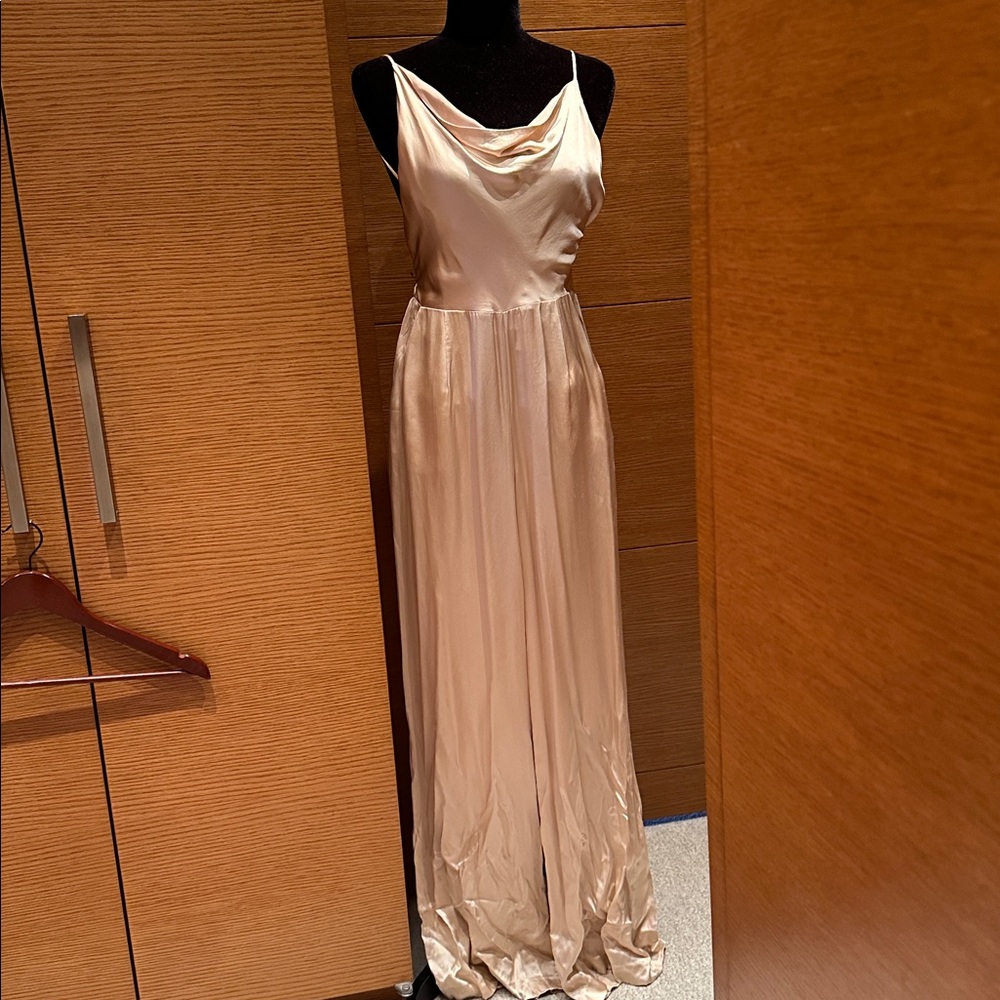 Elegant blush Satin pant one-piece
